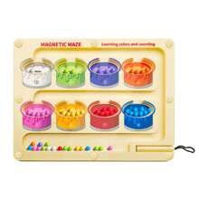 Un juguete tablero con laberinto de conteo de imanes de colores que desarrolla la motricidad fina y el control del lápiz, un juguete educativo Montessori con laberinto magnético de colores y números, un regalo ideal para niños