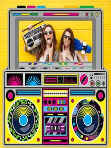 1 Pack Radio Boombox Photo Booth Props For 90s 80s Party Decorations ,Durable 300D Oxford Fabric,59 X 59 Inch, Retro Fabric Radio Boombox Selfie Backdrop Hanging Banner For Hip Hop Music Theme Birthday Decorations 1980s Party Supplies,