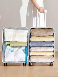 12 Packs Travel Compression Bags, Roll Up Space Saver Bags (6 Large+6 Medium), No Vacuum Needed Reusable Packing For Luggage, Suitcase, Backpack, Travel Essentials, Cream Travel Accessories Travel Bag Vacation Holiday Back To School School Stuff Packing Cubes Dorm Room Essentials College