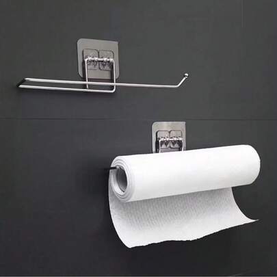 Gancho Multiuso Suporte Com Adesivo De Porta Papel Toalha Alumínio Filme Sem Furos Para Banheiro e Cozinha