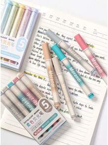 5 pezzi di penne fluorescenti, pennarelli morbidi per graffiti artistici e evidenziatori per studenti, utilizzabili per segnare/disegnare/scrivere/decorare taccuini