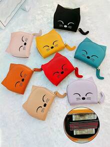 Cartera con diseño en forma de gato de dibujos animados, monedero de mujer con múltiples ranuras para tarjetas, monedero de moda lindo de piel sintética, bolsa para tarjetas de gato para mujeres, pequeña y portátil, paquete de tarjetas con múltiples ranuras, hay múltiples colores para elegir, un pequeño regalo para familiares, amigos y seres queridos, y seres queridos para estudiantes, hombres, mujeres en el viaje diario, vacaciones, viajes, regalo de cumpleaños para novia, madre