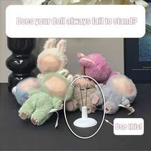 1/2 件可调节金属娃娃支架，Ins 风格，12-15 厘米泰迪熊/公仔展示架，黑色/白色底座，便携式摄影道具（多角度固定+毛绒娃娃收纳） - 彩色 - 查看 5