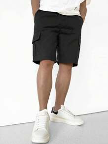 2pcs Teen Boys' Camouflage And Black Pocketed Utility Shorts For Casual And Outdoor Activities, Spring/Summer