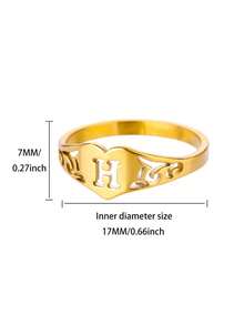 1PC Fashion Hollow Initial Letter Heart Rings For Women Gold Color Stainless Steel A-Z Letter Ring Aesthetic Wedding Jewelry Gift - Yellow Gold - View 77
