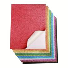 10pcs A4 Gold Powder Sponge Paper,With Adhesive, Assorted Colors - Premium Craft Paper For DIY Projects, Wedding & Birthday Party Decorations