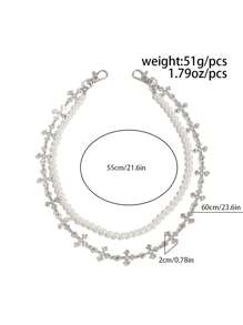 1 pieza Cadena para la cintura estilo retro y minimalista con perlas falsas, cadena cruzada personalizada para hombre, utilizada para decorar pantalones