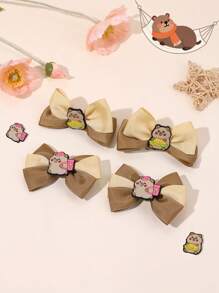 4 piezas Adorables pinzas de pelo con moños de capibara para niñas, clips de cocodrilo de color marrón caqui, decoración de capibara, pasadores de pelo con dibujos animados de capibara, horquillas lindas de animales, accesorios de pelo para adolescentes
