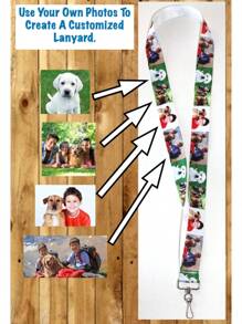 1pc Custom Photograph Lanyard, Personalized, Any Occasion, Work, School, Key Or Badge Holder, Birthday, Gift, Anniversary, Pets, Couples, Family