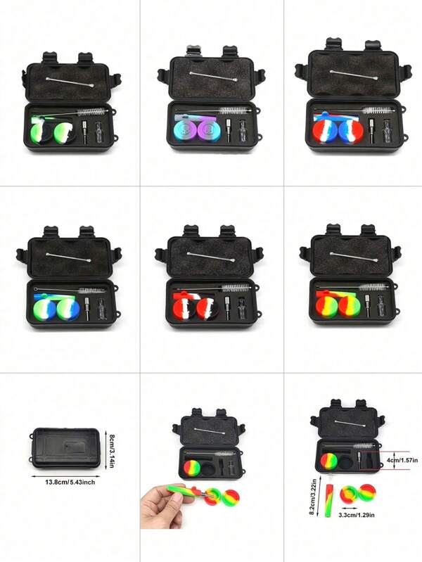 1 Pc Portable Smoking Set, Silicone Hose With Silicone Storage Box, Metal Accessories, Tobacco Product Set