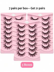 Asiteo 7/14/21 Pairs Cat Eye 3D Natural Wispy Look, Soft Band Faux Mink Lashes Fluffy Daily False Eyelash Extension For Vacation Or Appointment - Fluffy Lashes - View 11