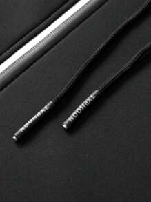 A Men's Casual Polyester Hooded Jacket With Long Sleeves, Low Elasticity, Open Hem, Zipper Closure, Regular Style, Autumn And Winter Coat, Thick Version