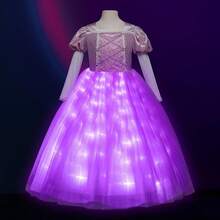 Light Up Princess Dress Girls Halloween Costume Costume Toddler Dressing Up Bithday Party, Purple - 紫色天鵝絨 - 查看 4
