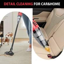 AutoFu Cordless Vacuum Cleaner 3 In 1 Lightweight Stick Strong Suction LED Rechargeable, Portable Hand Held Vacuum Cleaner With Battery &  Filter, Lightweight Hand Car Vacuum Rechargeable For Pet Hair, Home, Office - Red-1 Battery - View 8