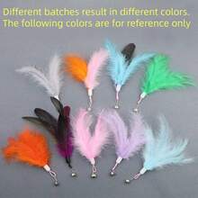 Interactive Feather Cat Teaser Stick, DIY Cat Teaser Toy Accessories, Cat Teaser Exercise Stick, Feather Replacement, Durable Plastic Fishing Rod Design, Brings Endless Fun And Exercise, Self Entertainment, Pet Collar, Battery Free Pet Toy, Suitable For Cats And Kittens To Play With, Equipped With Feathers, Bells, And Bendable Wires - Multicolor - View 6