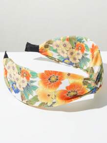 1 Stück Retro Mehrfarbig Blumenmuster Boho Stil breiter Haarreif, Damen Sommer Strand Haarschmuck, Sommer Urlaub, Strand Accessoires, Haraccessoires