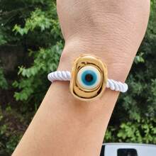 2025 Boho Thick Rope Exaggerated Necklace Plump Peach Green Evil Eye Pendant Necklace For Women New Jewelry Accessories Collar