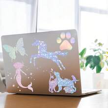 36 Sheets A4 Holographic Paper Sticker Transparent Waterproof Self Adhesive Film 11.X 8.3 Inches (Gem,, Colorful,) - 寶石,彩虹,斑點,星星,雪花,心形 - 查看 2