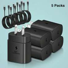 Fast Charger Type C Set With 4ft Cable - Compatible With S23 Ultra/S22/S21/Note 20/Note 10/Z Phone Charger - US A Type Plug(110-127V) - View 3