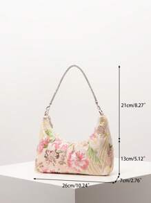 女士优雅彩色亮片单肩包、花卉包、新娘派对包、亮片包、舞会包、舞会配饰、高档风格手提包、婚礼用品、优雅女士包（图案随机） - 彩色 - 查看 7