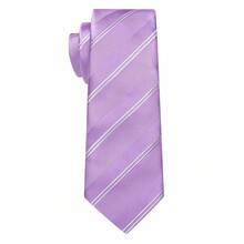 男士银灰色条纹纯丝经典领带商务正装领带手帕套装