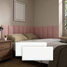 1 件 20X40 厘米 3D 防撞墙贴 - 自粘软包裹装饰板，哑光饰面，现代蓝白条纹，用于床头板保护、卧室和客厅墙壁装饰、电视墙板、现代家居风格、自粘板 - 彩色 - 查看 2