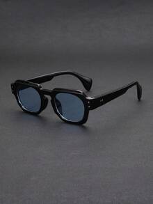 1 件男士方形框架耳钉装饰复古个性化街头风格时尚眼镜，非常适合派对装饰、夏季户外旅行、海滩度假，成为街头时尚焦点 - 彩色 - 查看 1