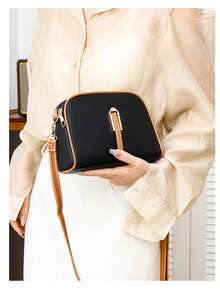 Bolsas de dama casuales de PU negra pequeño 2 capas - Negro - Ver 3