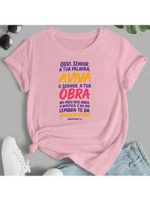 Camiseta Aviva Senhor a Tua Obra Evangelismo Missão Habacuque Versiculo Biblico - Rosa - Visão 1