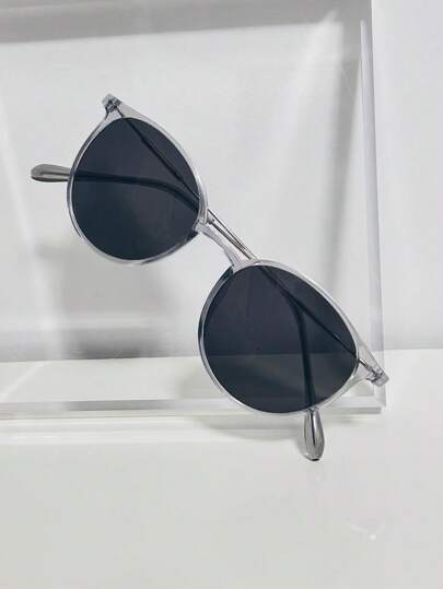 1pc Men's Retro Elegant Oval Fashion Glasses, Metal Temples, Rivet Decor Frames, Versatile Eyeglasses, Unisex, Street Photography Accessory, Ideal Gift For Men