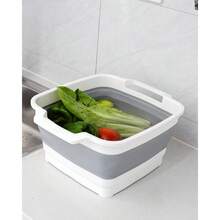 Collapsible Wash Basin With Drain Plug – 2.4 Gallon Portable Sink Tub For Baby Bottles, Dishwashing, RV & Camping | Space Saving Foldable Design | -Free /PP Material (Grey) - 格雷 2 - 查看 8