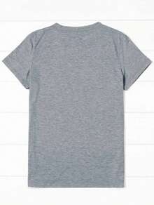 Camiseta estampada de cereza, manga corta cuello redondo, top casual para verano y primavera, ropa de mujer - Gris - Ver 2