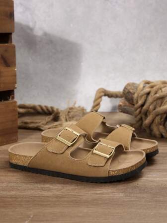 2025 New Summer Outdoor Casual Soft Cork Sandals, Beach Shoes, Korean Style Personalized Bohemian Buckle Beach Slippers