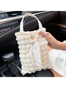 车载纸巾盒可爱格子汽车椅背挂式纸巾抽纸创意向日葵车用纸巾盒