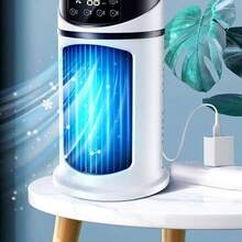 AIYUNDI Aire Acondicionado Portatil Aire Acondicionado Frio Recargable Ventilador De Refrigeracion Alimentado Por USB 6 Niveles De Humedad Y Velocidades Para El Hogar recamara oficina type 1 - Blanco - Ver 4