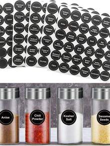 180 张调料罐标签，黑色圆形，直径 1.5 英寸，149 张预印标签和 31 张空白可书写标签，适用于调料容器、梅森罐等。 - 黑與白 - 查看 1