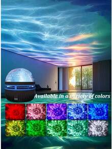 The LED Water Wave Projector USB Remote Control Decorative Light Creates A Ripple Effect, Making It A Perfect Birthday Gift For Game Rooms, Bedrooms, And Living Rooms. Professional Version Of The Water Wave Dynamic Night Light | Remote Control Multi-Color Mode + USB Plug In Directly Without Battery | Immersive Ripple Light And Shadow Effect | Suitable For Bedrooms/Desks/Office Desks/Projection Light Decorative Lights - 多色光 - 查看 2