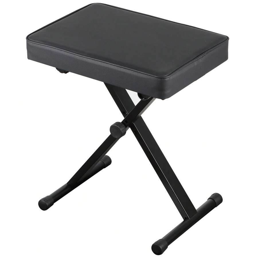 Piano Keyboard Bench Padded Stool Seat Chair X-Style Adjustable Height Black - 1 - Xem 1