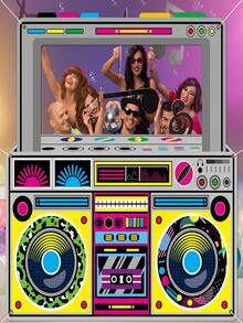 1 Pack Radio Boombox Photo Booth Props For 90s 80s Party Decorations ,Durable 300D Oxford Fabric,59 X 59 Inch, Retro Fabric Radio Boombox Selfie Backdrop Hanging Banner For Hip Hop Music Theme Birthday Decorations 1980s Party Supplies,