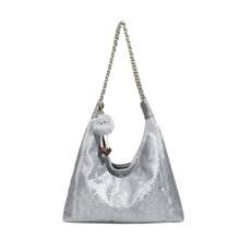 2025 Early Spring New Luxury Oil Wax Leather Large Capacity Tote Bag Underarm Commuter Women's Bag Chain Shoulder Crossbody Bag