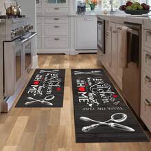 1pc/2pcs Kitchen Mat Set - Knife Fork Spoon Pattern Kitchen Decor Mat, Suitable For Sink, Bedroom, Living Room, Dining Room, Kitchen Floor Mat, Absorbent Drainage Mat, Suitable For Kitchen, Living Room, Entrance, Balcony, Home Decor, Anti-Stain, Cafe, Bar, Holiday, Party, Bedroom, Bath Mat, Room Decor - Multicolor - View 2
