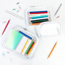 3pcs Thick Transparent Waterproof Stationery Storage Boxes, Home Decor Desktop Organizers, Travel Portable Makeup Cosmetic Organizers, Toy Toiletry Medicine Storage Boxes, Multi-Functional Storage Pouch,For School Supplies,Back To School