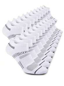 10 Pares de Calcetines de Tobillo con Amortiguación para Hombre para Verano, Calcetines de Corte Bajo Cómodos y Transpirables para Casual, Deportes y Ocio, que se pueden Usar, Paquete de 10 Pares de Calcetines de Tobillo con Acolchado para Hombres
