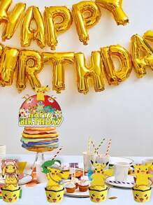 pokemon Pokemon Pikachu-Themed Birthday Party Supplies, Pokemon Flag Balloon Cake Stick Decoration Set, Party Decoration Items, Cake Decoration