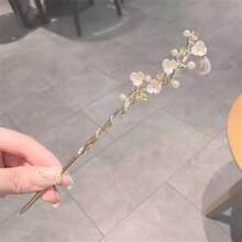 1 Peça Clipe de Cabelo com Flor de Lírio e Borla, Novo Estilo Chinês Presilha de Coque, Acessórios de Cabelo Cheongsam, Decoração de Cabelo Retrô, Grampos de Penteado, Formador de Coque, Acessório de Cabelo, Material Escolar