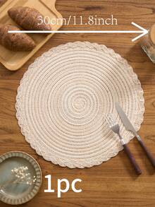 1/4/6/12 件波西米亚风格编织圆形餐垫，纯色编织边缘防滑杯垫，适用于餐桌、家庭厨房、节日派对、生日、婚礼、宴会装饰（多种颜色可选） - 米色 - 查看 11