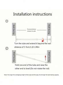 1/2pcs Punch-Free Multi-Functional Telescopic Rod, Simple Installation, Perfect For Bathroom Shower Curtain Rod, Balcony Drying Rod, Wardrobe Hanging Clothes Rod, Door Window Hanging Curtain Rod, Curtain Rod Holder, Bathroom Accessories Home Bathroom Decor Summer