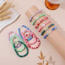8/12 Stücke bunte Armband-Sets aus Polymer-Ton mit Dopamin-Kreuz-Design, Sommer-Strandurlaubs-Accessoires