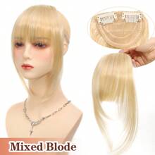 齐刘海直刘海夹式接发刘海两边分层长直侧刘海黑棕色假发女士 1 件