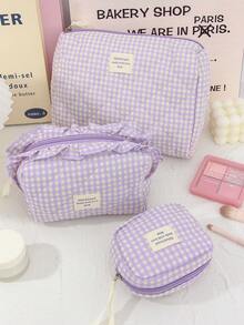 1 件装格纹化妆包 韩式绗缝收纳袋套装 ins风少女假日必备大容量拉链钱包包 卫生棉条袋 蝴蝶图案美妆包 春季必备女士配饰 旅行日常收纳包 适用于婚礼、伴娘节、圣诞节、母亲节、护士节、教师节礼物 旅行必备 度假 夏季 返校季 书包 学校旅行包 女士旅行化妆包 - 紫色 - 查看 6